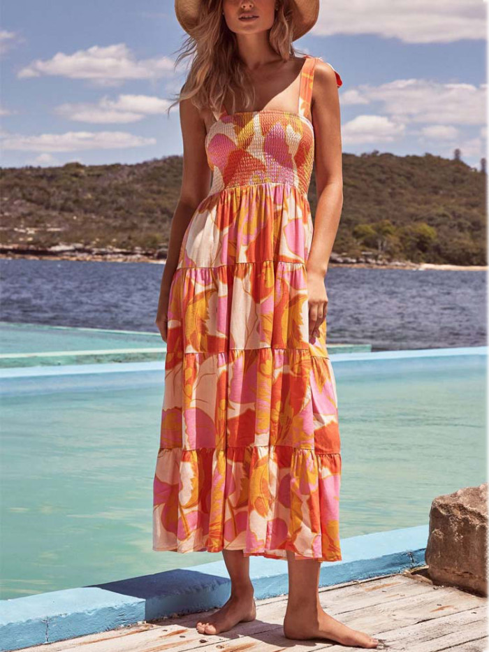 Summer Sleeveless Print Boho Dress