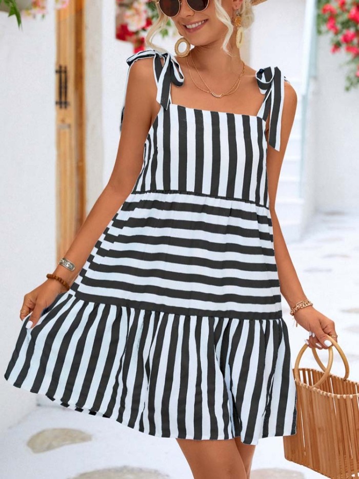 Trendy Stripe Party A-Line Mini Dress