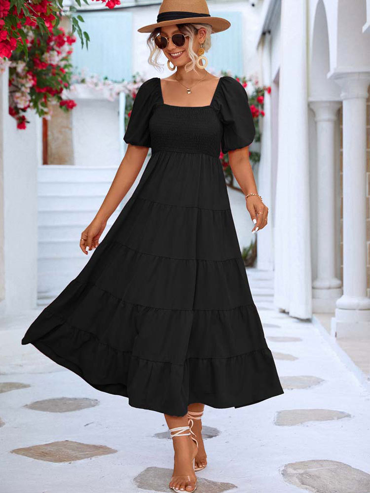 Puffed Sleeve Highwaisted Dress main image 0