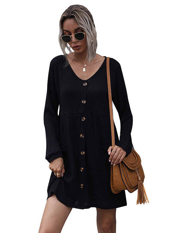 Knitted Sweater Loose Long Sleeved Wool Dress