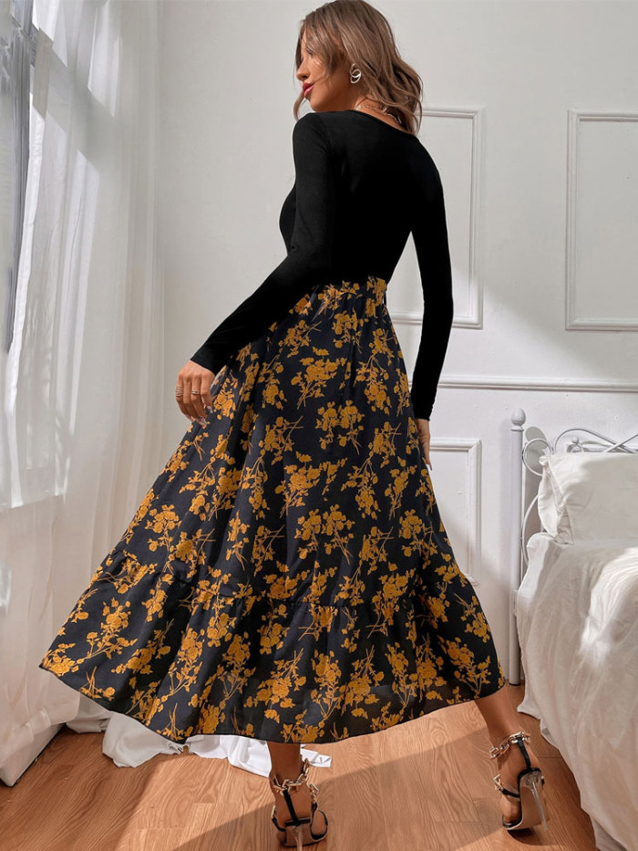 Floral Long Sleeve Elegant Party Maxi Dress