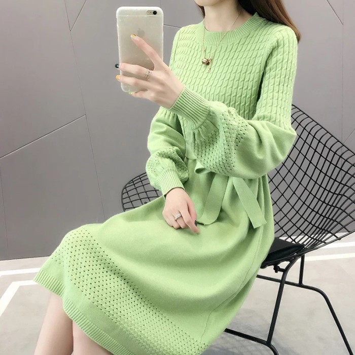 Casual O-Neck Loose Sweater Dress