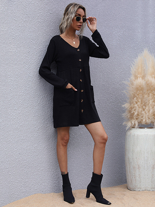 Knitted Sweater Loose Long Sleeved Wool Dress