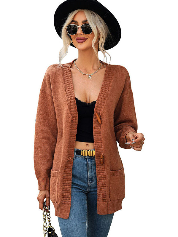 Women's Outerwear Fashion Long Sleeve Solid Color Sweater Cardigan