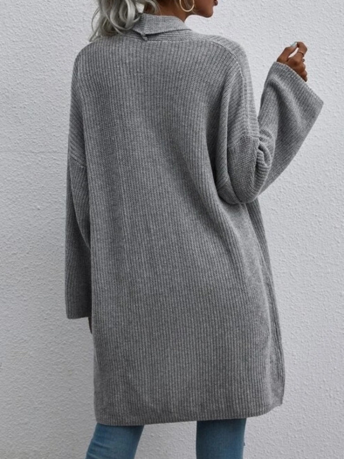 Casual Long Women's Tops Retro Loose Sweater Solid Color Knitted Cardigan
