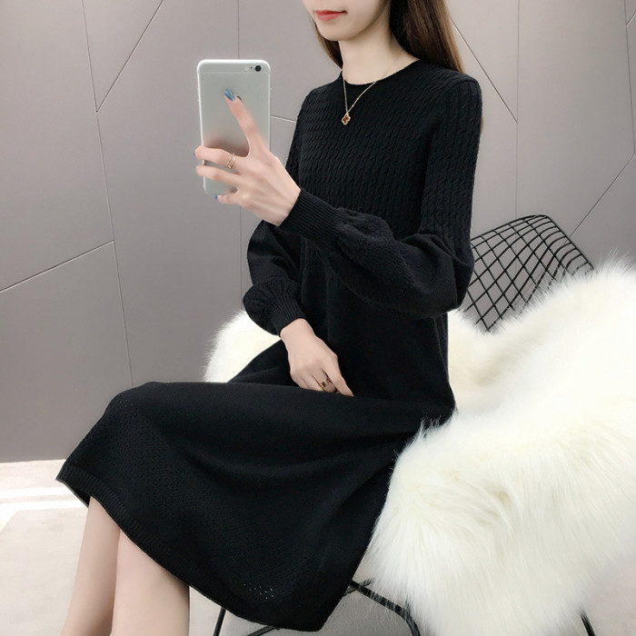 Casual O-Neck Loose Sweater Dress