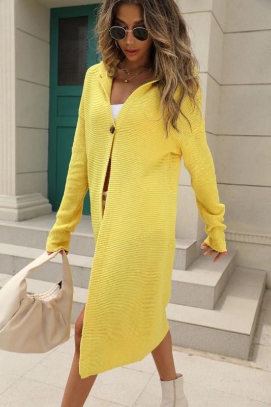 Fashion Casual Solid Color Long Sleeve Hooded Sweater Cardigan