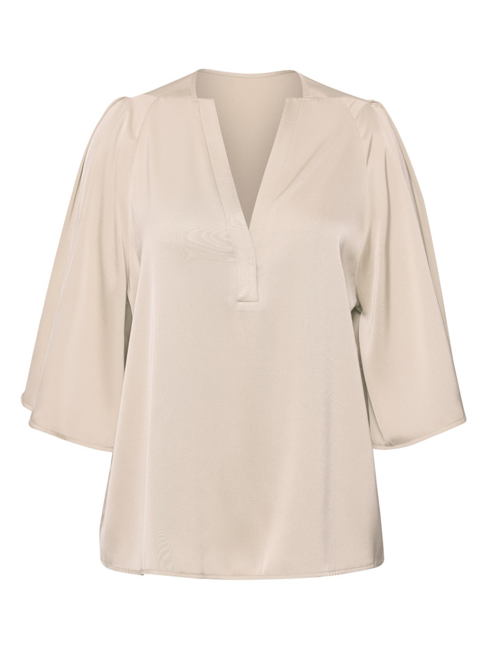 New Women's Casual Solid Color Loose V-neck Shirt