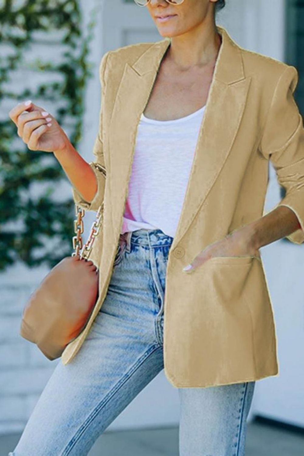 Autumn Office Solid Color Lapel One Button Long Sleeve Blazer