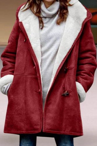 Fashion Furry Women's Hooded Horn Button Coat Jacket