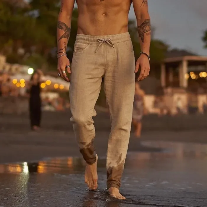Men's Cotton And Linen Beach Casual Pants