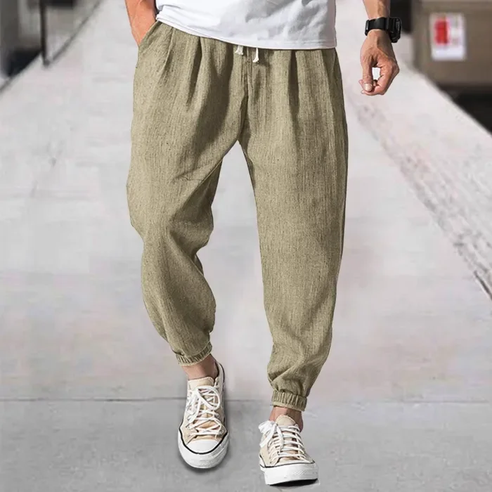 Men's Linen Casual Bloomers Harem Belted Pants