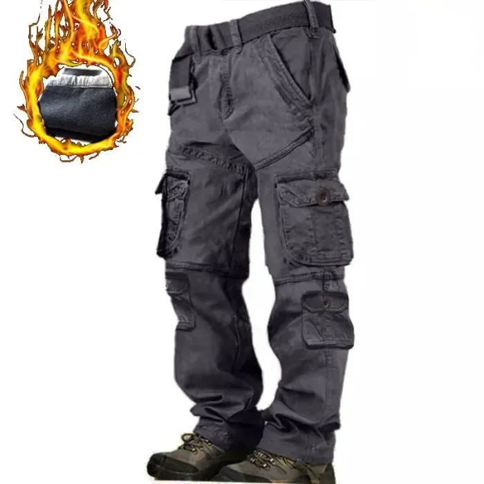 Men's Multi-pocket Fleece Warm Outdoor Tactical Cargo Pants