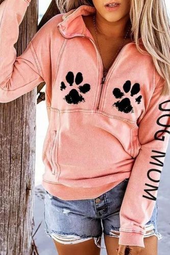 Women's Dog Mom Dog Paw Print Sweatshirts