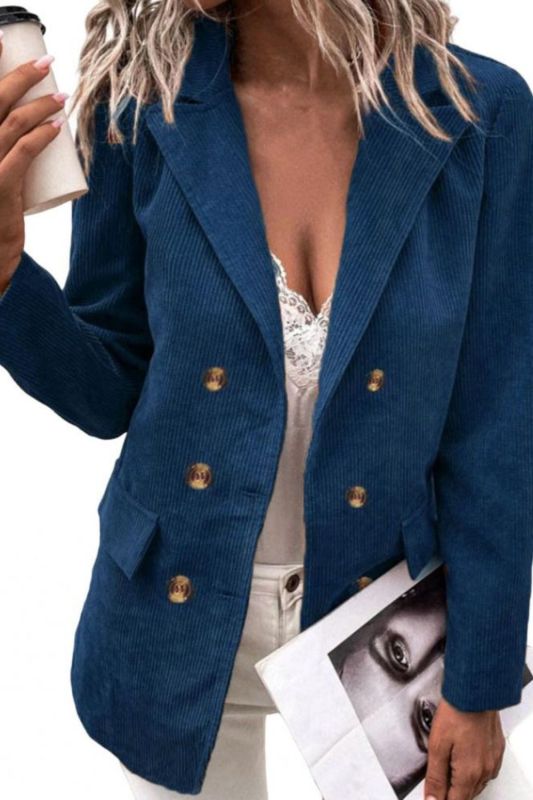 Chic Fashion Slim Warm Winter Solid Color Notch Collar Blazer