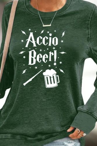 St Patrick Shirt Women's Accio Beer Image Long Sleeve Pullover Hoodies
