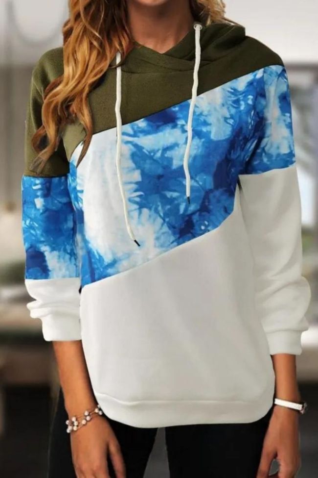Women's Hoodies Colorblock Long Sleeve Drawstring Hoody