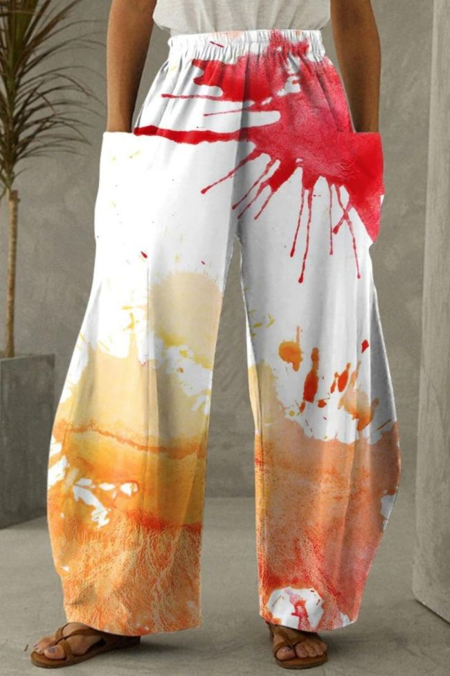 Trendy Watercolor Oversized Street High Waist Retro Harem Pants