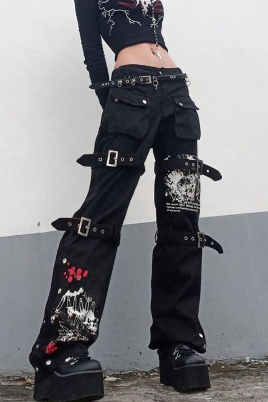 Gothic Women's Low Rise Retro Hip Hop Punk Harajuku  Pants