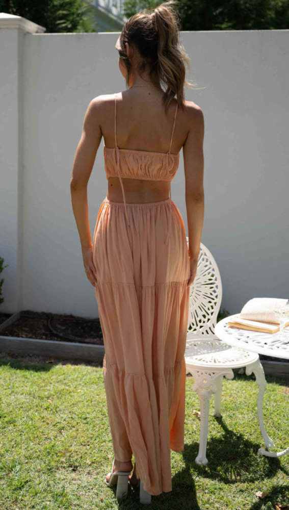 Sexy Backless Sling Slash Neck Strap Solid Color Sleeveless Maxi Dress