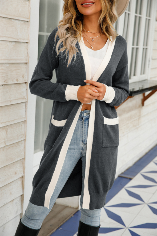 Women's Long Knitted Cardigan Casual Skinny V-neck Coat