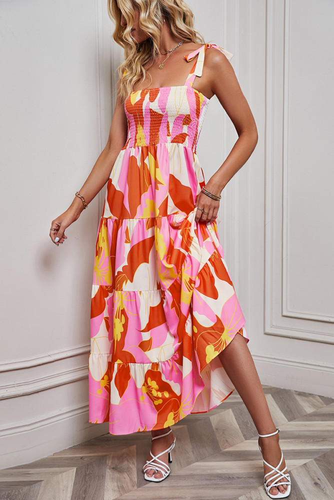 Ladies Holiday Print Fashion Sling Print Beach  Maxi Dress