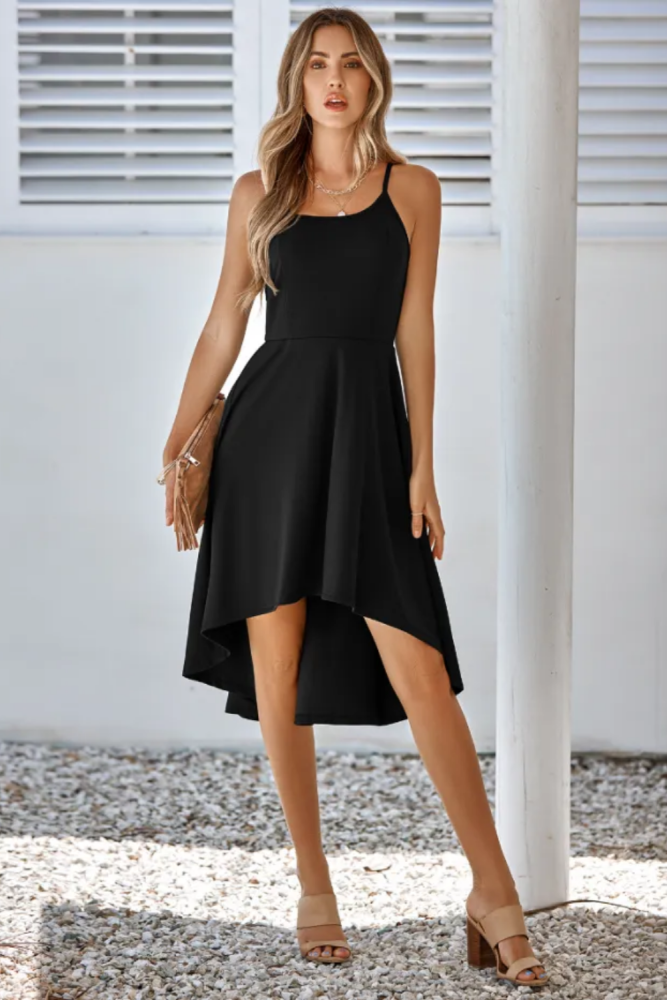 Sexy Backless Sling Sleeveless Casual Ruffle A-line Midi Dress