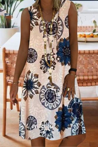 Casual Elegant Bohemian V-Neck Sleeveless Print Dress