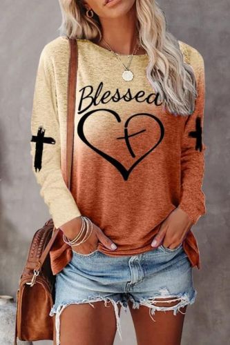 Women's Faith with Love Tie Dye Long Sleeve Pollover Sweatshirt Top