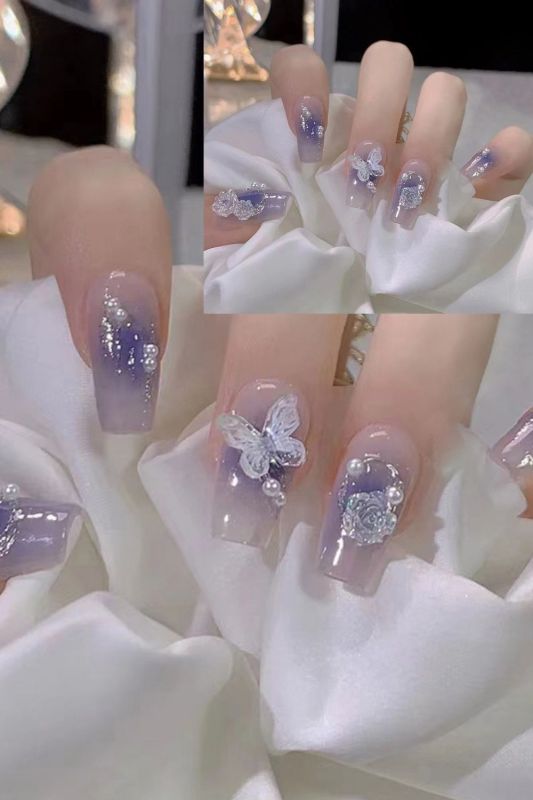 24PCS  Temperament Wearing Armor Smudged Aurora Combination Nail Art