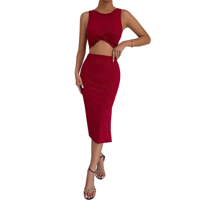 Sexy Knitted Two-piece Hip Skirt