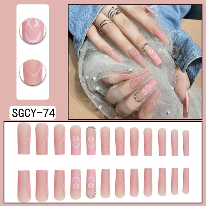 Fashion Girl Pink Long Length Pipe Frosted Matte   Nails