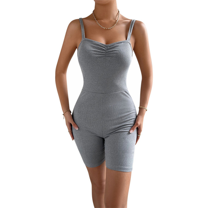 Solid Color Sexy Women's Knitted Slip Jumpsuit