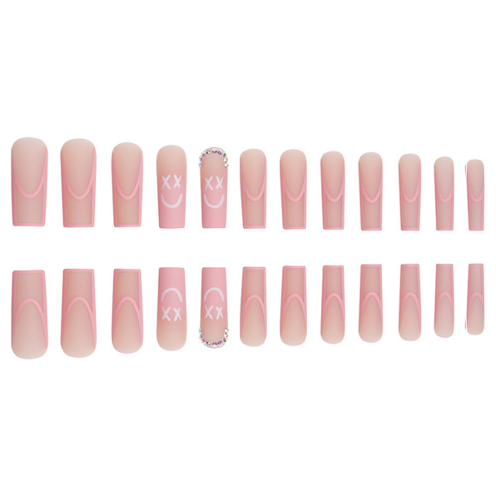 Fashion Girl Pink Long Length Pipe Frosted Matte   Nails