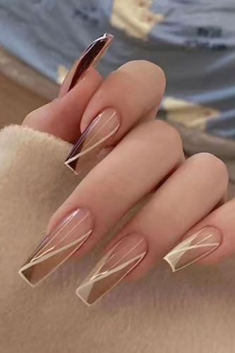 Fashion Long Style Simple Line French Gradient Wear Nail