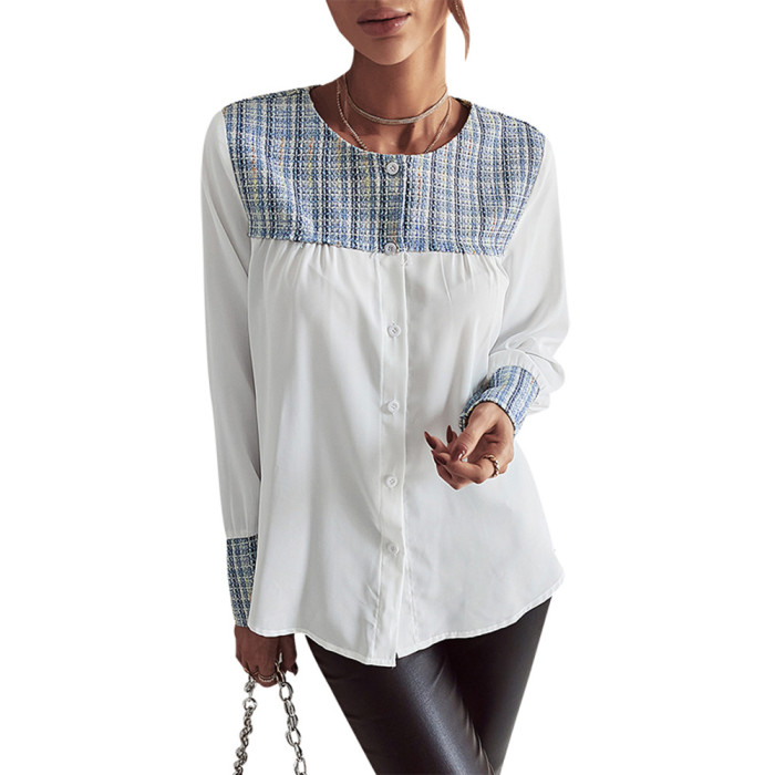 Long Sleeve Versatile Top for Women's Paneled Shirt