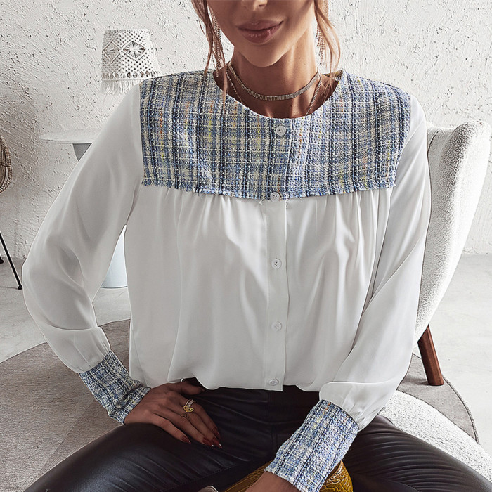 Long Sleeve Versatile Top for Women's Paneled Shirt