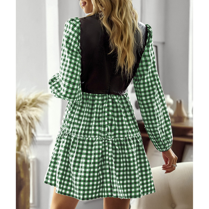 Plaid Spring/summer Casual Fashion Panels A-line Skirt