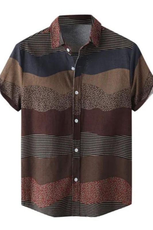 Men's Retro Ethnic Style Printed Loose Short Sleeve Casual Shirt