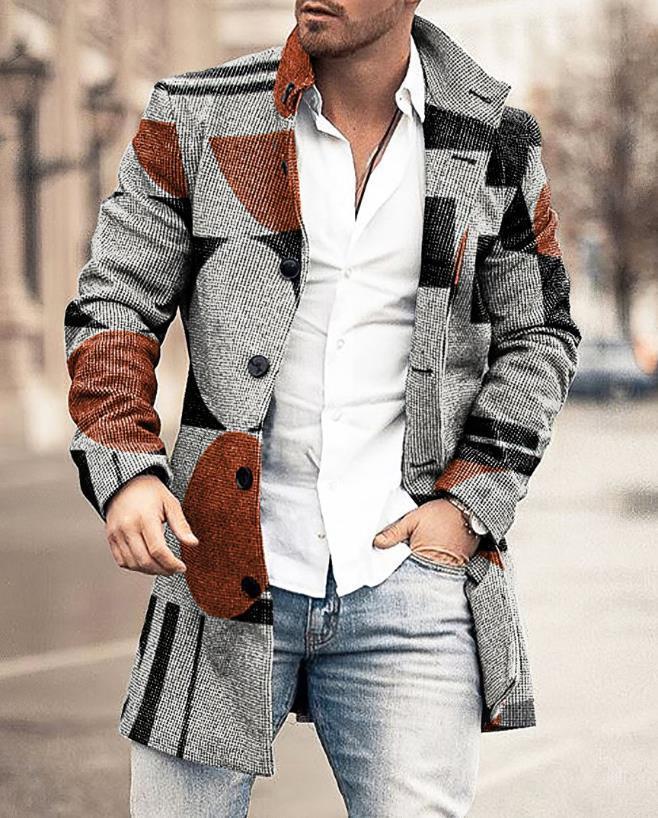 Men's Fashion Retro Stand Collar Casual Wool Coat