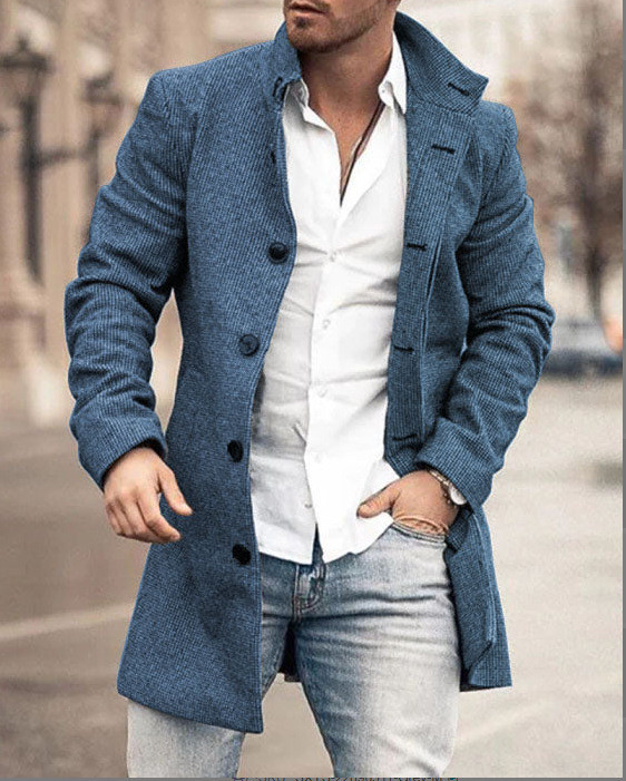 Men's Fashion Retro Stand Collar Casual Wool Coat