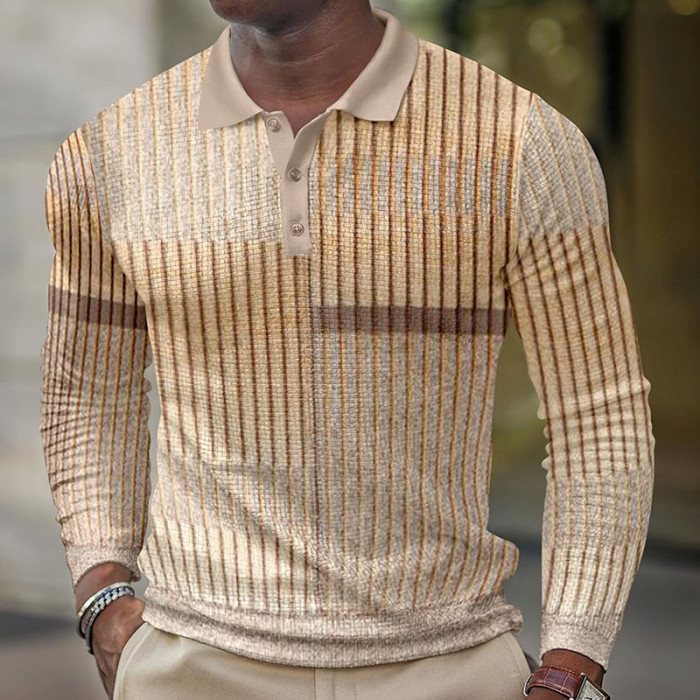 Men's Fashion Long Sleeve Casual Golf Polo Shirts