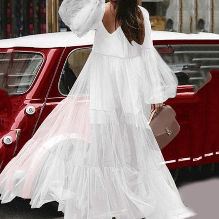 Fashion Long Sleeve Vintage Lace Boho Elegant Party Maxi Dress