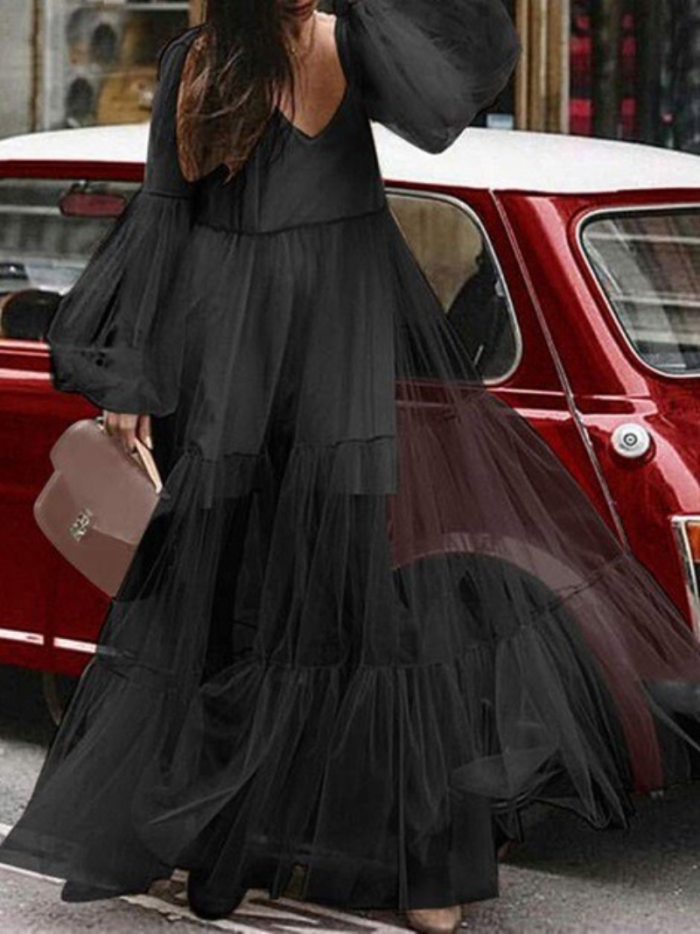 Fashion Long Sleeve Vintage Lace Boho Elegant Party Maxi Dress