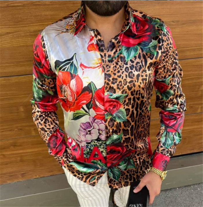 Men's Long Sleeve Printed Plus Size Top Casual Shirt