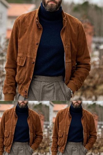 Fashion Solid Color Loose Casual Men's Jacket