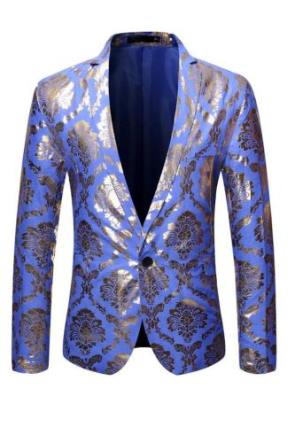 Men's Court Style Bronzing Print Fashion Blazer