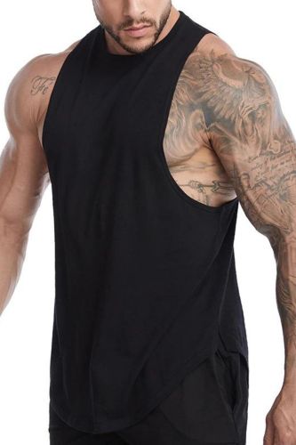 Men's Athletic Cotton Breathable Sleeveless O-Neck Solid Color Loose Vest Top