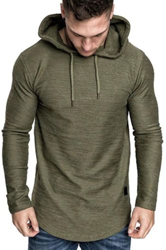 Men's Solid Color Guard Hip Hop Long Sleeve Sweatshirt Hoodie