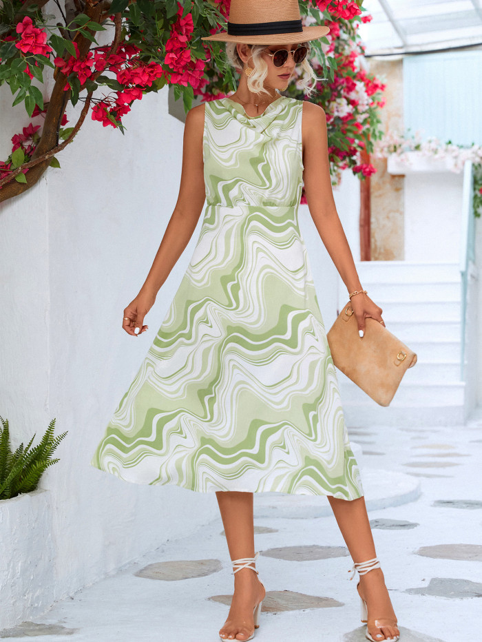 Stylish Casual Print Elegant Midi Dress